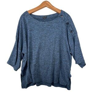 New Directions Womens Sweater Sz XL Blue Marled Tunic 3/4 Slv Soft Cozy Comfy